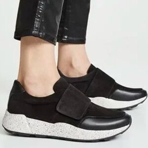Vince Gage Leather Suede Slip On Platform Sneakers